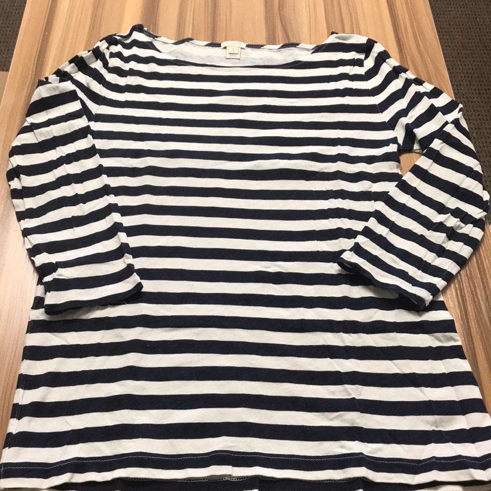 J. Crew Striped 3/4 Sleeve Top